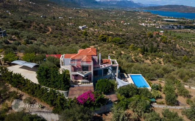 3-Level Villa with Pool, Olive Grove and Panoramic Views in Galatas, Peloponnese