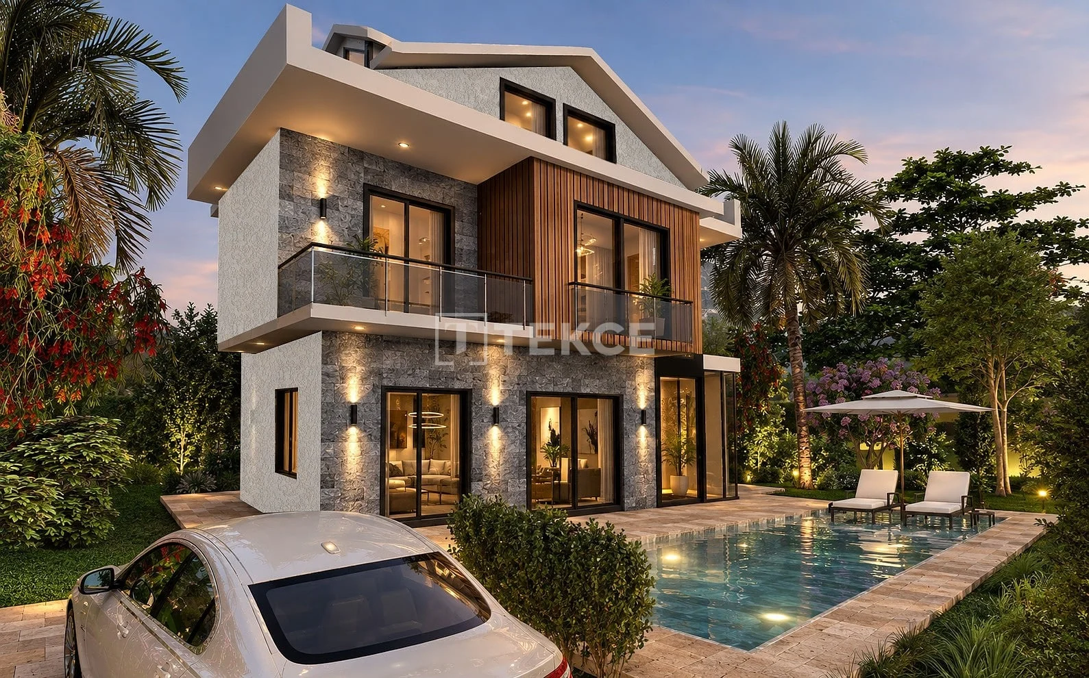 Современная вилла 5 комнат (4 спальни) с бассейном в Фетхие, фото 3
