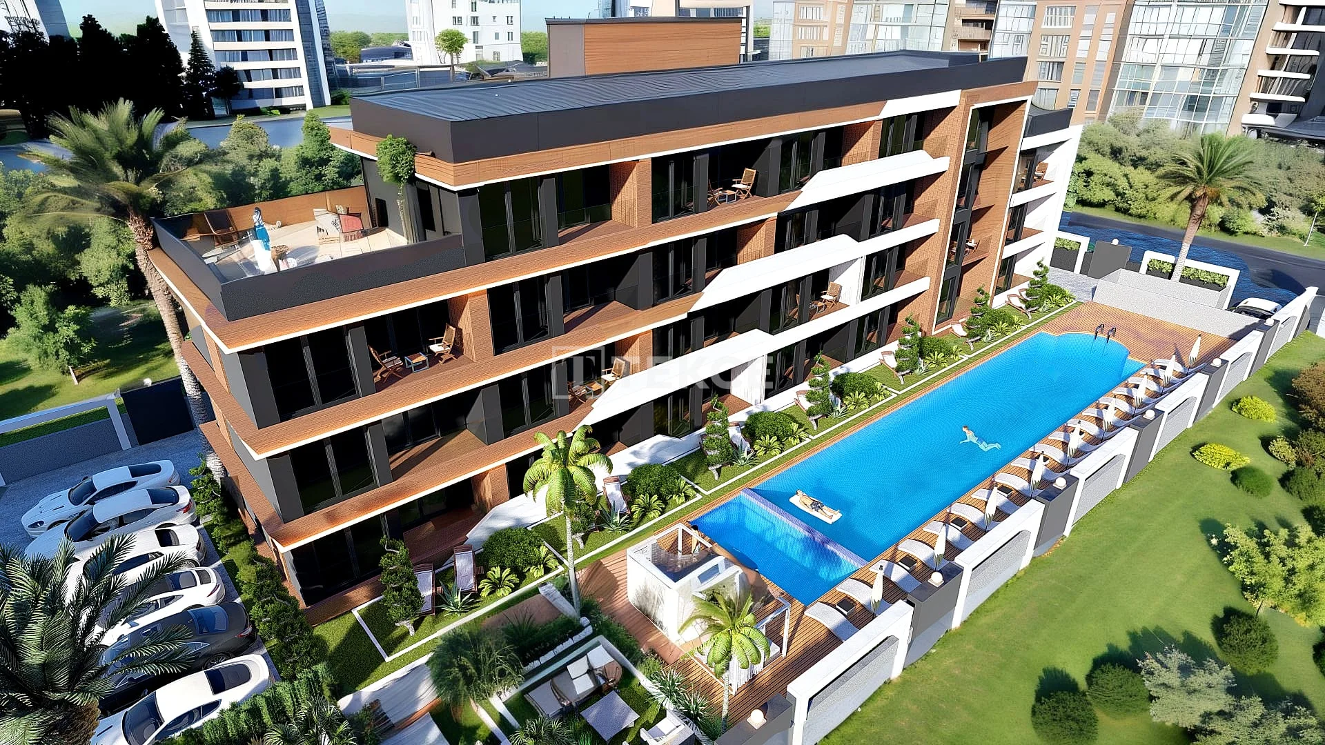 1-Bedroom Apartment with Shared Pool and Gym in Aksu, Antalya