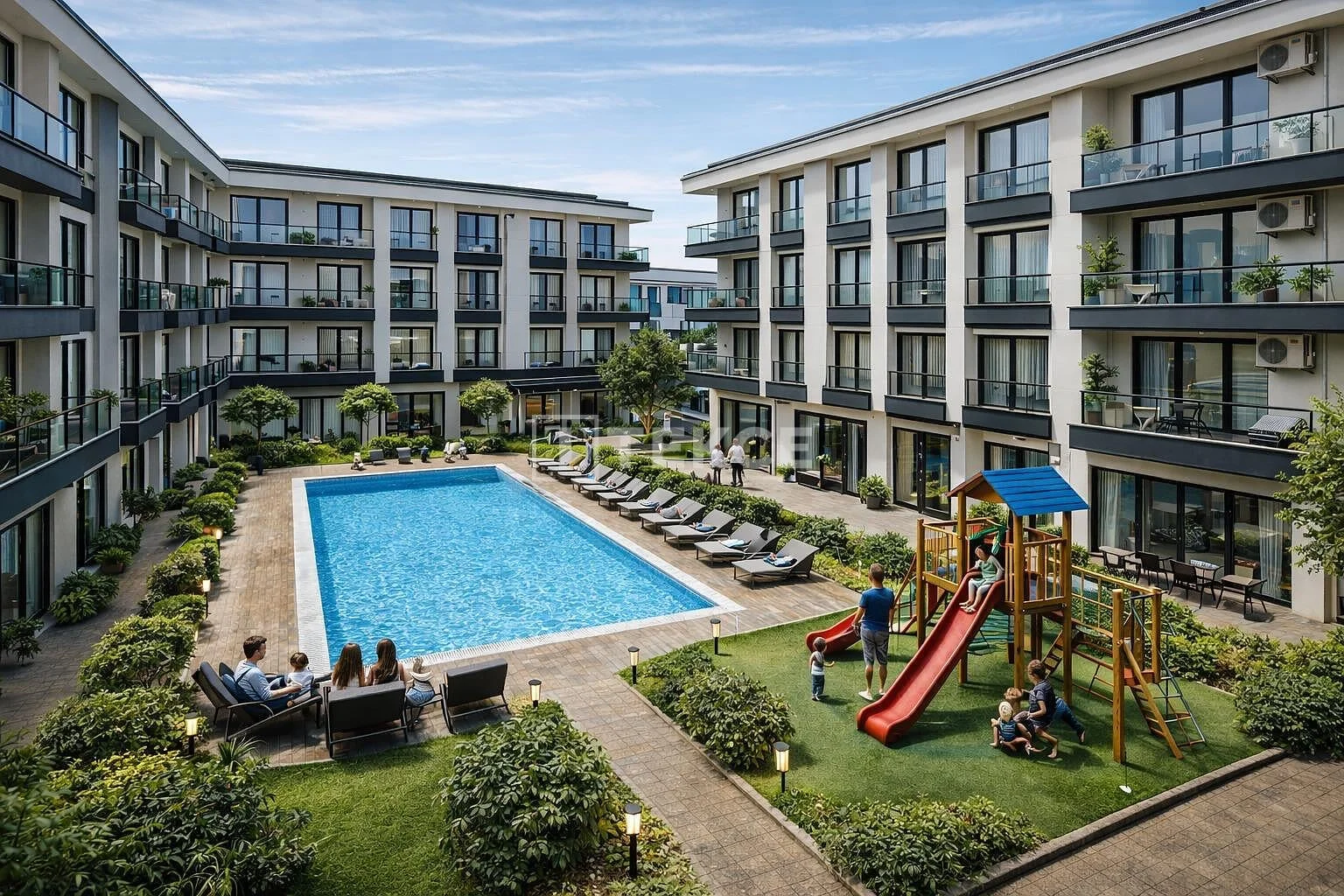 2-Bedroom Apartment with Sea View in Çiftlikköy, Istanbul