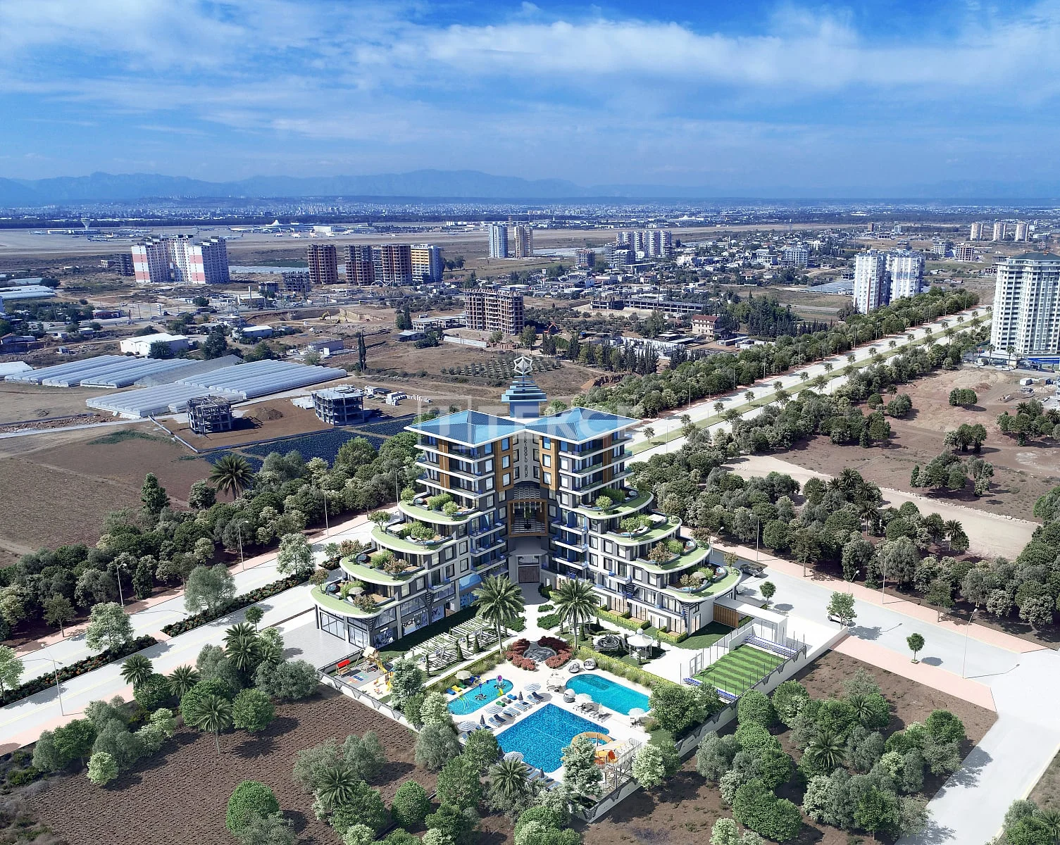 Новая квартира 1 комната в Аксу, Анталия с бассейном и фитнесом